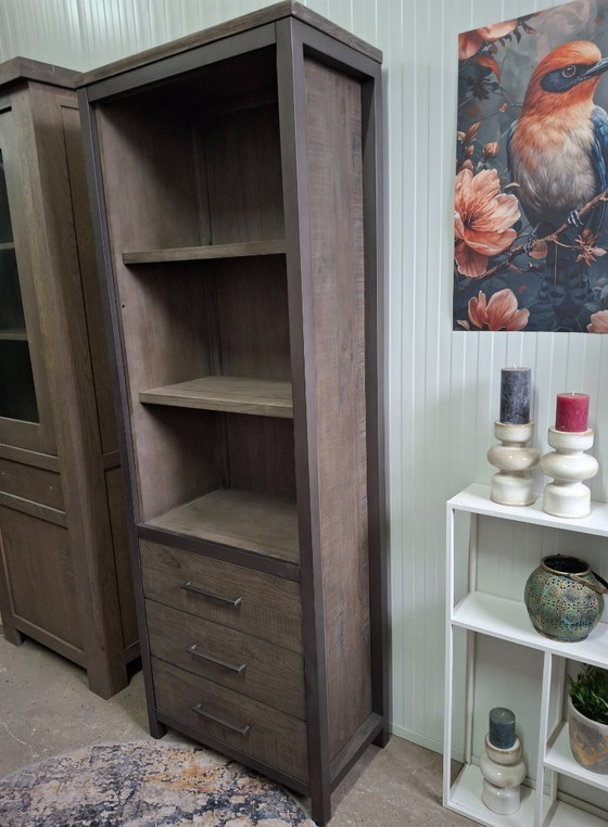 Image 1 of Aufbewahrungsschrank/Bücherregal aus Holz mit Metallrahmen, neu