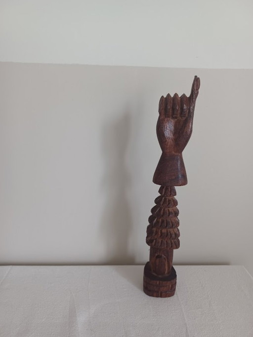 Intaglio del legno vintage - Arte popolare surinamese - Mano stilizzata