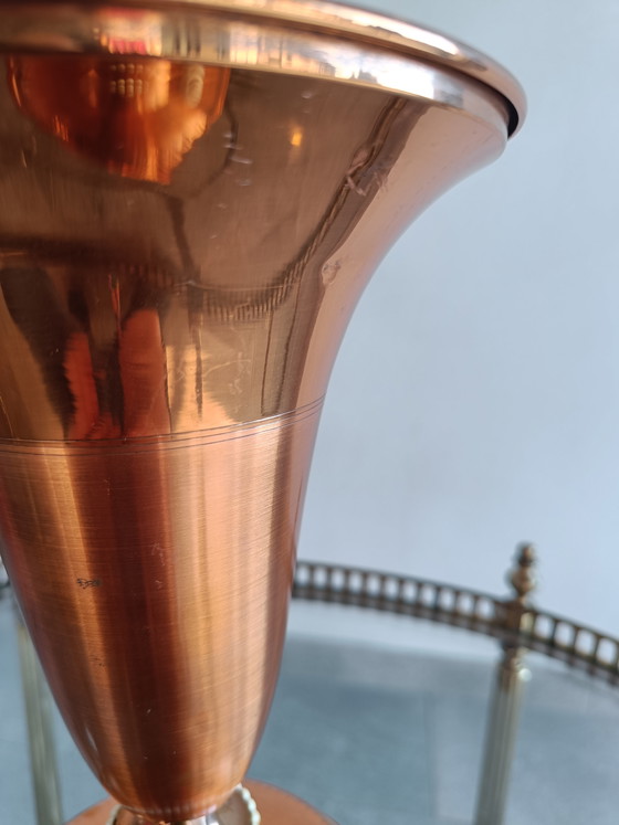 Image 1 of Lampada da tavolo vintage in rame con paralume a tromba, Italia, anni '50-'60