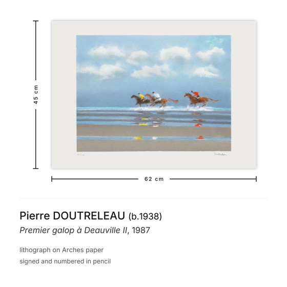 Pierre Doutreleau signierte Lithographie Premier Galop À Deauville II 1987 – Lithographien & Drucke, Paper (photo 3 of 5)