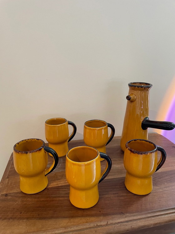 Vallauris Cider Set gesigneerd door Claude Paci – Glazen & Karaffen, Ceramic, Vintage (photo 3 of 3)