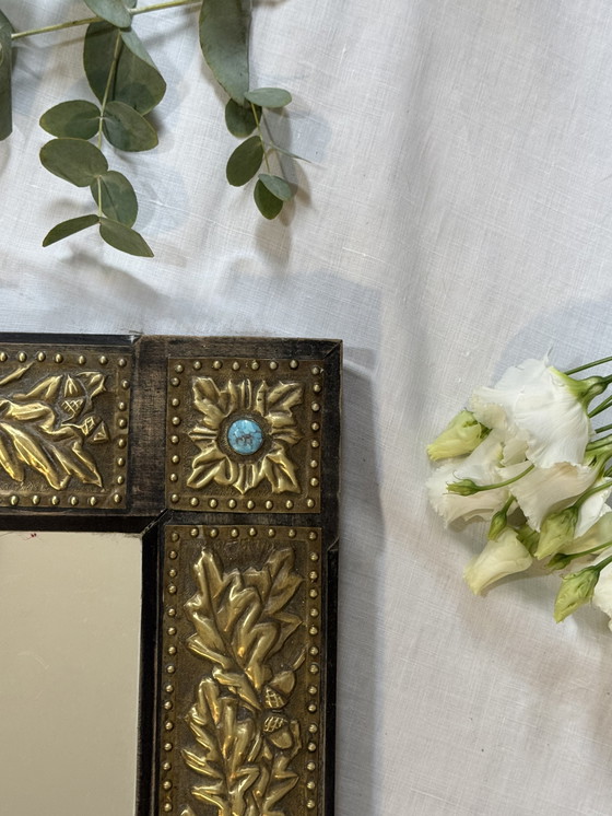 Image 1 of Rare vintage turquoise mirror