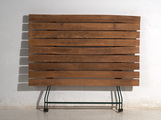 Vintage Folding Garden Table in Wood and Iron, Central Europe, circa 1950, Green, Rustic (photo 10 of 10)