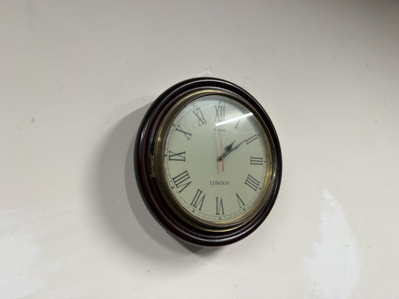 Classic English Mahogany Wall Clock – H. Capt, Glass, Wood (photo 2 of 5)
