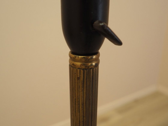 Danish floor lamp with wood and metal base, botanical fabric shade, 1960s, Floor lights, Textile (photo 11 of 13)