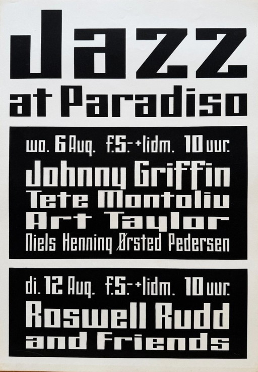 Jazz im Paradiso, August 1975, Vintage-Siebdruck, gedruckt in den Niederlanden
