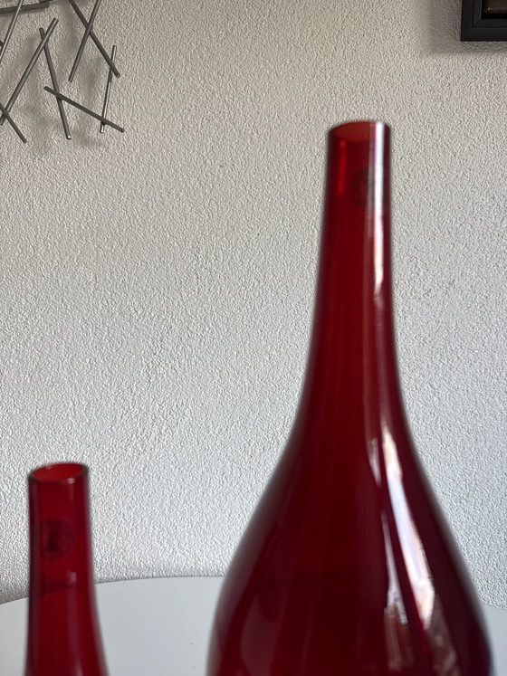 Vintage IKEA 'Handmade Quality' Vases - Deep Red / Cranberry, Glass (photo 3 of 5)
