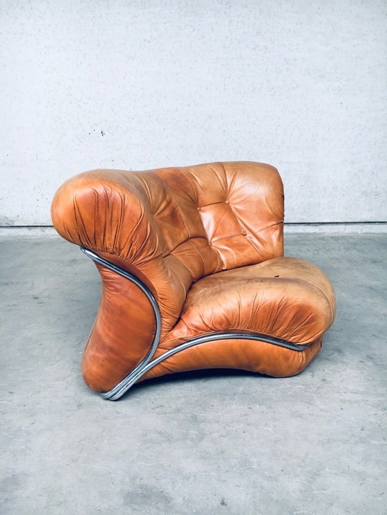 Image 1 of Midcentury Modern Italian Design 'COROLLA' Leather Sectional Sofa by I.P.E. Italy 1970's