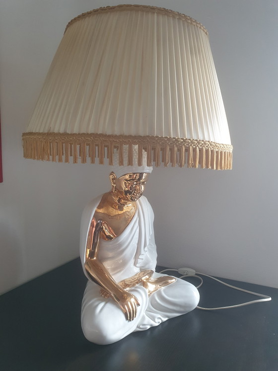 Image 1 of Lampe de table vintage Hollywood Regency « Bouddha » – Dans le style de Domenico Zanotto – Fabriquée en Italie, années 1970