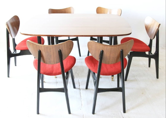 Mid-Century Drop Leaf Table with Butterfly Dining Chairs by E. Gomme for G-Plan, Set of 7 – Dining set (photo 7 of 9)