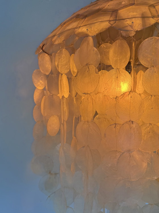 Image 1 of Vintage XL Capiz mother-of-pearl shell pendant lamp ‘70s