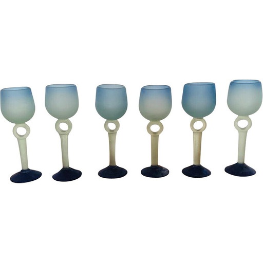 Ensemble de 6 gobelets vintage en pâte de verre