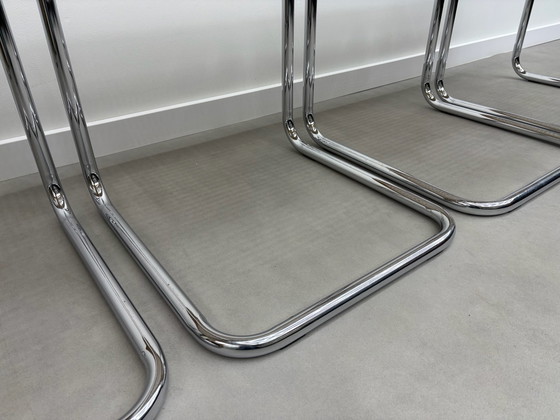 Lot de 4 chaises tubulaires Cesca en cannage, Chaises de salle à manger, Chrome, Rotin, Marron (photo 6 sur 15)