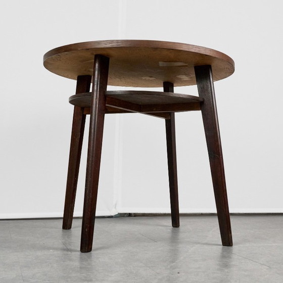 Table basse ronde vintage, années 1960, Tchécoslovaquie – Libena, Tables basses, Wood (photo 3 of 7)