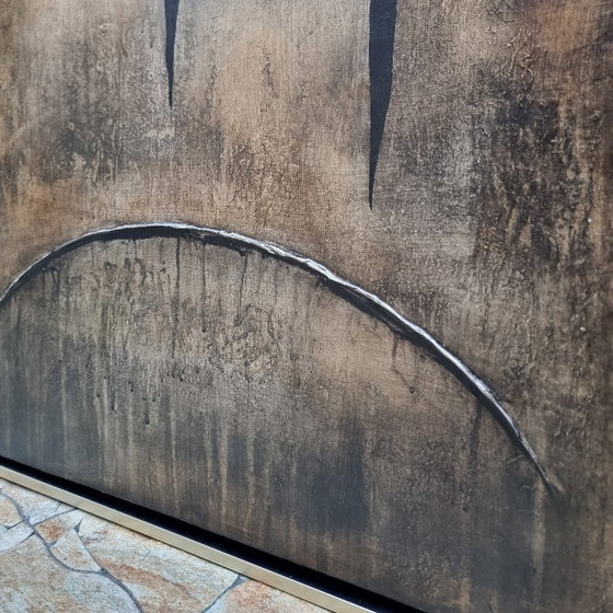 Image 1 of Frances Eckhardt - figurative painting hand-painted modern art 90x90 cm 3 figures