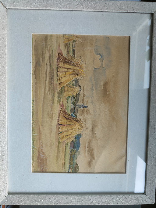Peinture de paysage de J.H. Sollie Dwingelderveld de 1965