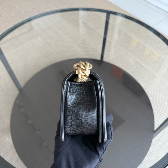 Image 1 of Chanel Boy Small - Caviar 20CM Chevron Black Gold Hardware Series 24
