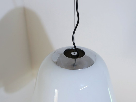 Image 1 of 1970s Murano glass "Giglio" double dome pendant lamp by LAMPERTI
