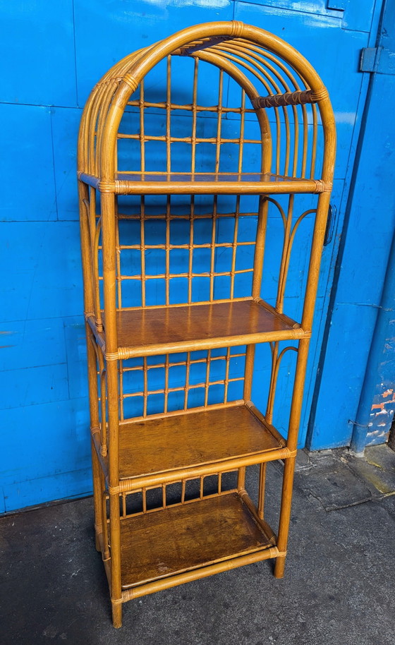 Image 1 of Libreria/mobiletto ad arco in rattan vintage anni '70
