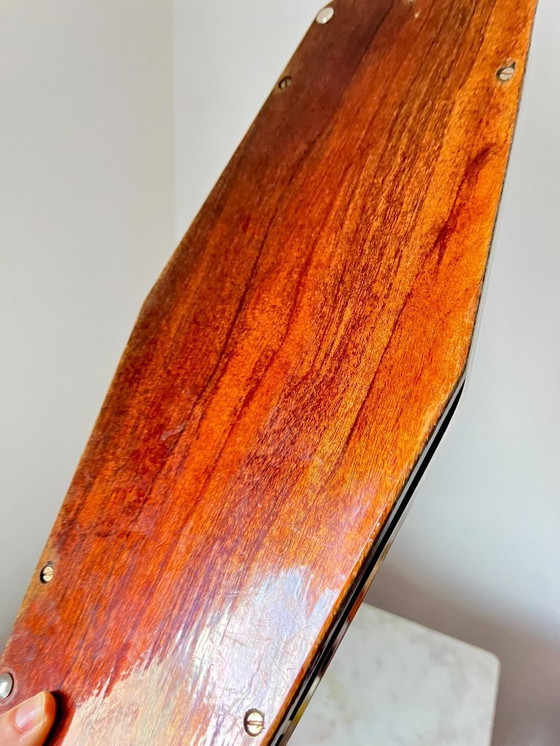 Image 1 of Plateau de service Art déco en bois et chrome – Design géométrique, vintage années 1930