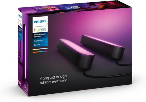 Philips Hue Play Pack White & Color Ambiance, Noir, Pack de 2, Kit de base, fonctionne avec Alexa, Google Assistant et Apple Hom