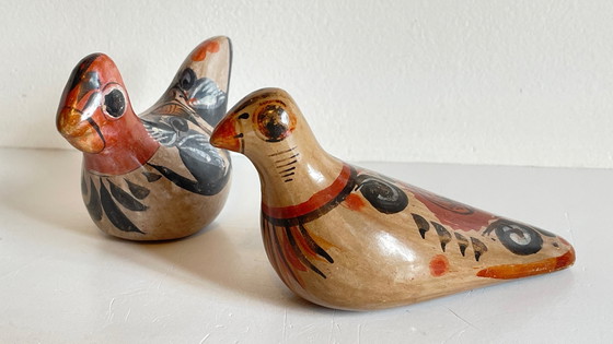 Image 1 of Couple Bird Ceramic Handmade Mexico Vintage