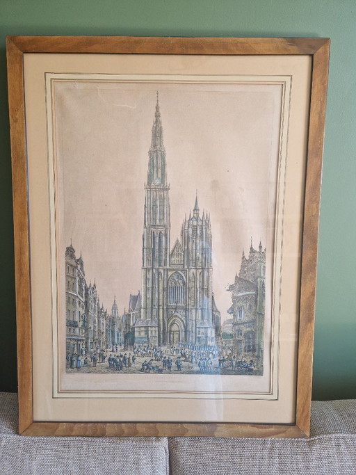 Old Engraving – Antwerp Cathedral – John Coney – fotolijsten, Other