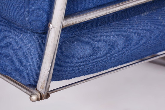 Origineel Bauhaus-paar fauteuils, verchroomd staal, Zwitserland, jaren 1930 – SAB Prague, Metal, Textile (photo 13 of 18)
