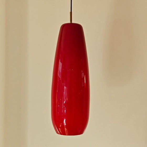 Image 1 of Vintage red glass pendant lamp