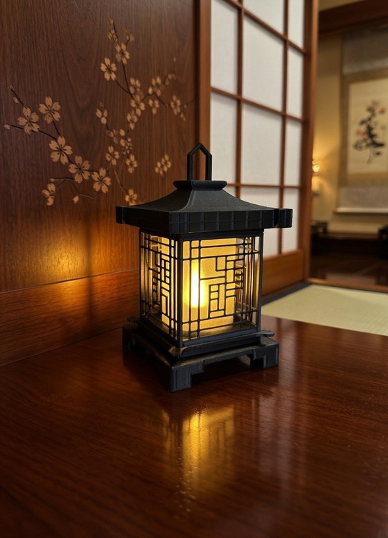 Image 1 of Japandi Design Table Lamp – 3D-printed LED tea light lamp in Japanese style