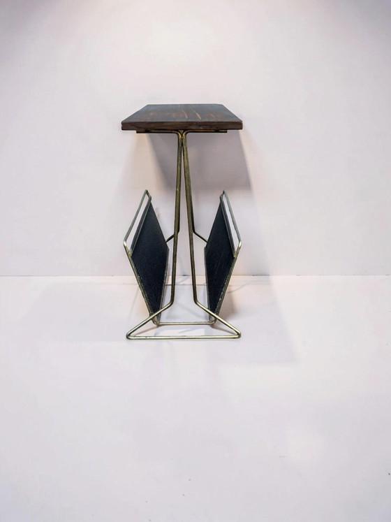 Image 1 of Vintage side table with magazine rack