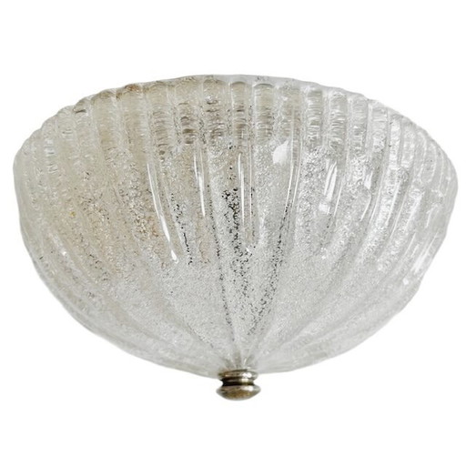 Plafonnier en verre glacé de Murano du Mid Century 1970