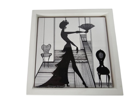 Image 1 of Ruben Toledo & Bardelli - 'Isabel' - Italy - Milan - tile in wooden frame - 1990s