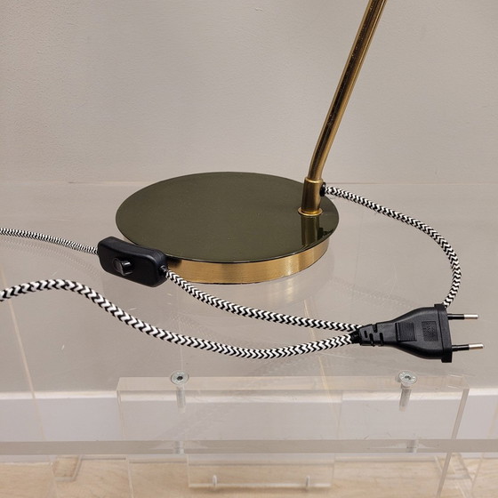 Image 1 of Lámpara de Mesa «Olive», Metal, Verde y Dorado, Vintage – Francia