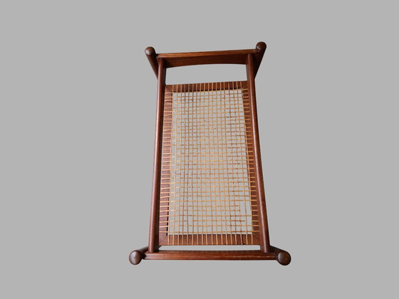 Image 1 of Tavolino da caffè Creafort in teak con piano reversibile e ripiano in rattan, anni '70