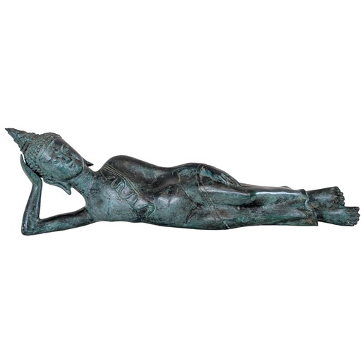 Bouddha couché antique en bronze – 55cm