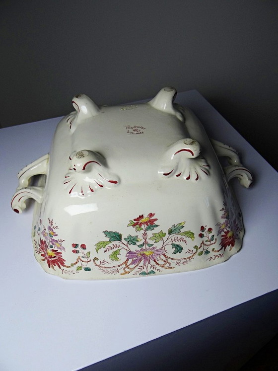 Antike Longchamp Suppen-/Gemüseschüssel aus Steingut mit Gänseblümchenmuster – Geschirr, Ceramic, Vintage (photo 10 of 15)