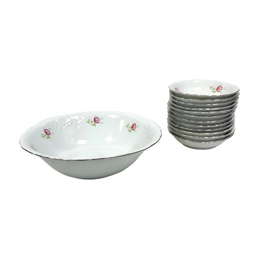 Porcelain set from the Wałbrzych Porcelain Factory - 13 pieces, floral decoration, PRL