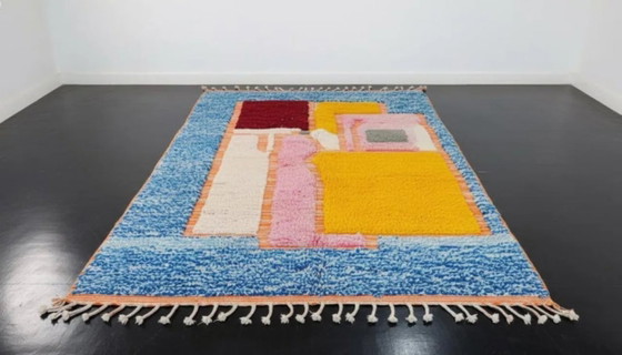 Image 1 of Tappeto marocchino Beni Ourain, color ecru con motivi colorati, 200 cm x 300 cm