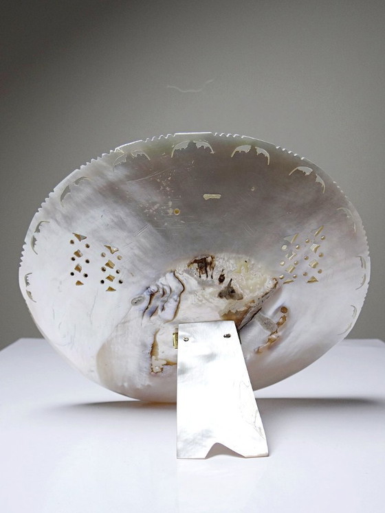 Image 1 of Placa votiva tallada en nácar, "La Última Cena", artesanía antigua de Belén.