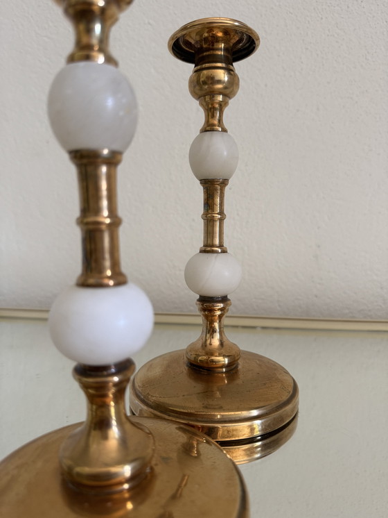 Image 1 of Candelabros de alabastro dorado de los años 60