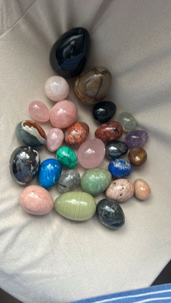 Image 1 of Set of 25 stone eggs in different colors