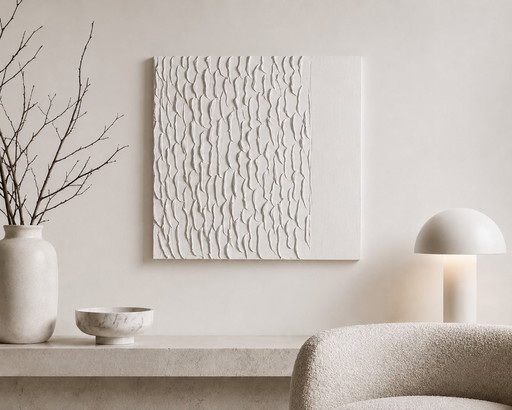 Textured art "Clouds & Waves" 30 × 30 cm – schilderijen tekeningen, Mdf