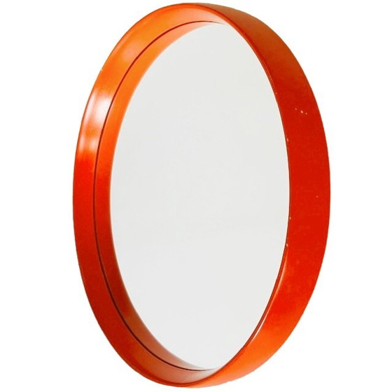 Image 1 of Mid - Century space age mirror orange wood O.W. Hack 1960's