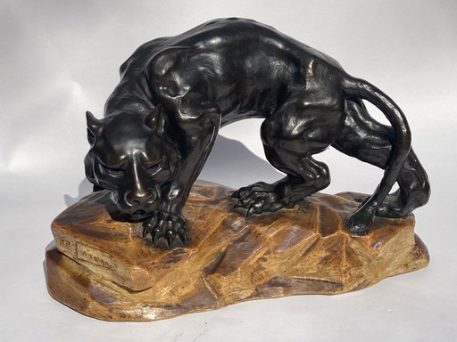 Art Deco Terrakotta Schwarzer Panther