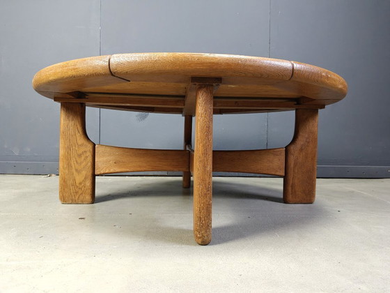 Image 1 of Danish round oak coffee table, 1960s