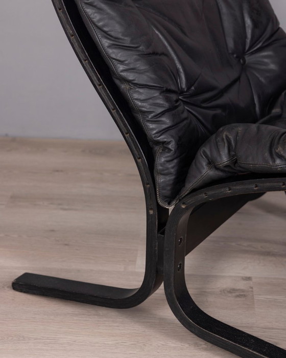 Image 1 of Een paar vintage leren fauteuils uit de jaren 70, model "Siesta", ontworpen door I. Relling voor Westnofa.