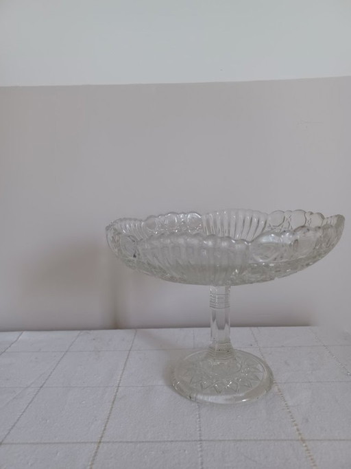 Franse Art Deco compotier. Geperst glas. 1920-30 – schalen (photo 2 of 6)
