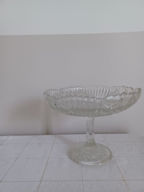 Franse Art Deco compotier. Geperst glas. 1920-30 – Schalen (photo 2 of 6)