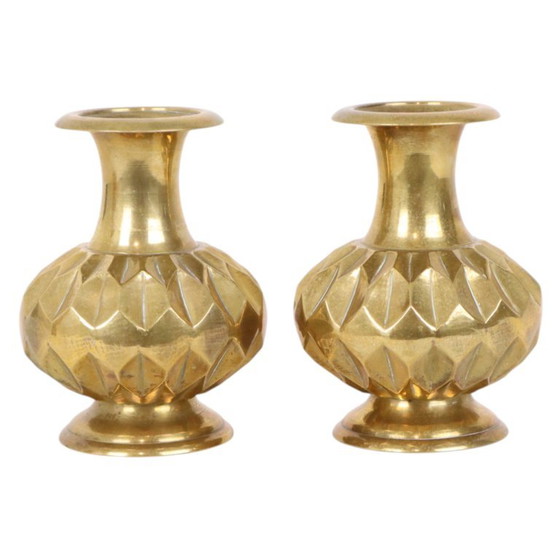 Paire de vases en laiton, motif géométrique, 15 cm – Brass (photo 4 of 13)